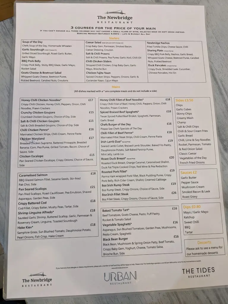 Menu_The Newbridge Restaurant_Coleraine_image_1