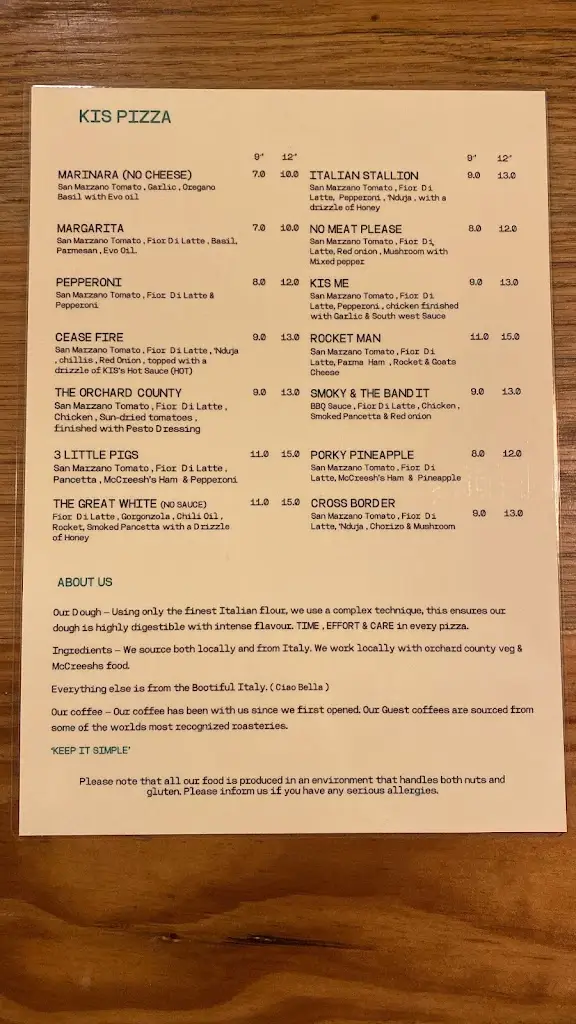 Menu_KIS Pizza & Coffee Bar_Crossmaglen_image_1