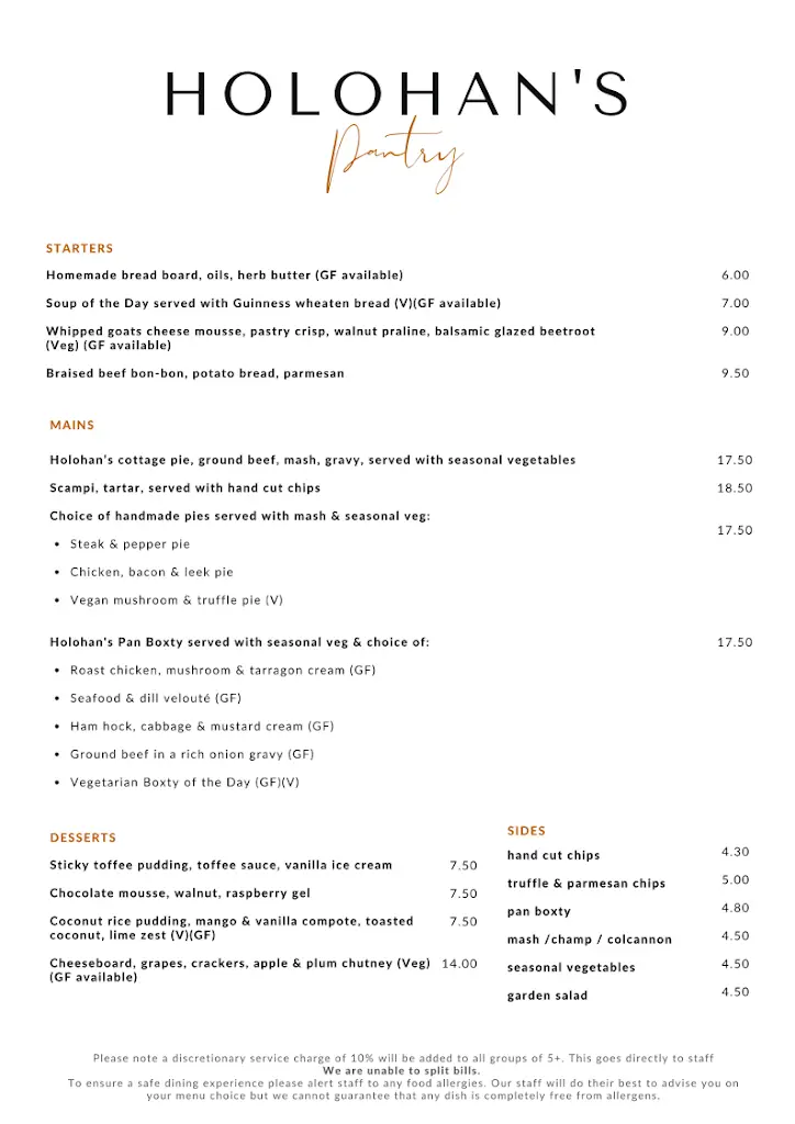 Menu_Holohan's Pantry_City of Belfast_image_1