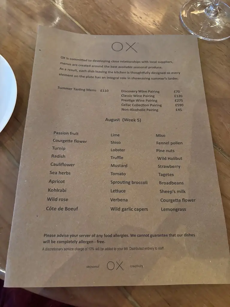 Menu_OX Belfast_City of Belfast_image_1