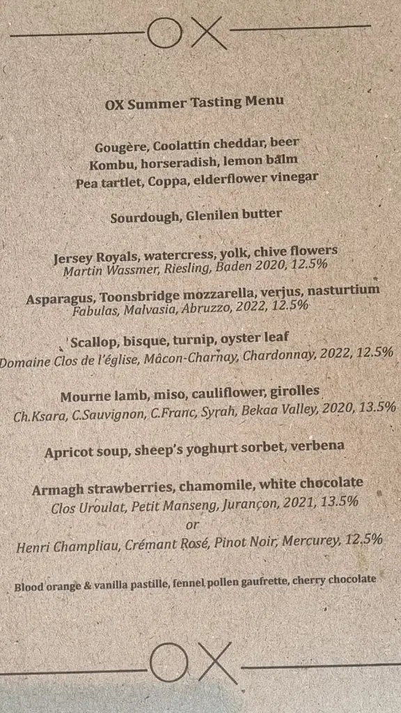 Menu_OX Belfast_City of Belfast_image_2