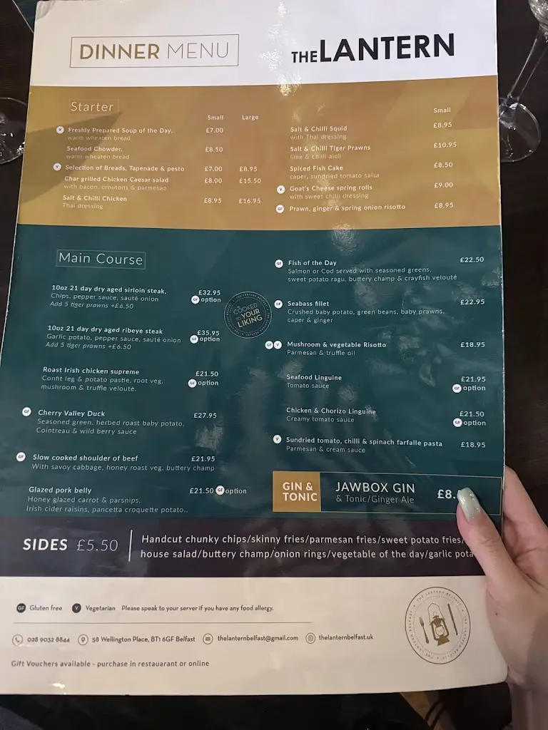 Menu_The Lantern Restaurant_City of Belfast_image_1