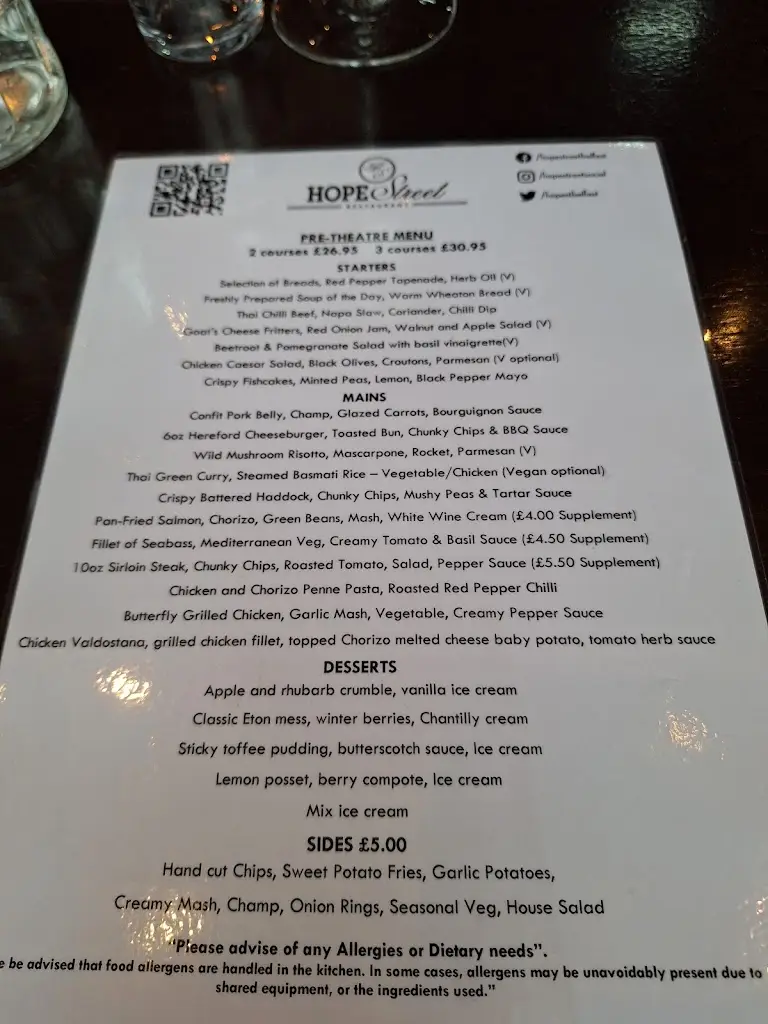 Menu_Hope Street Restaurant Belfast_City of Belfast_image_4