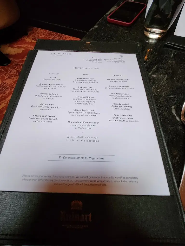 Menu_The Great Room Restaurant, Belfast_City of Belfast_image_1