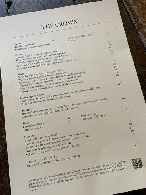 Menu_The Bildeston Crown_Bildeston_image_1