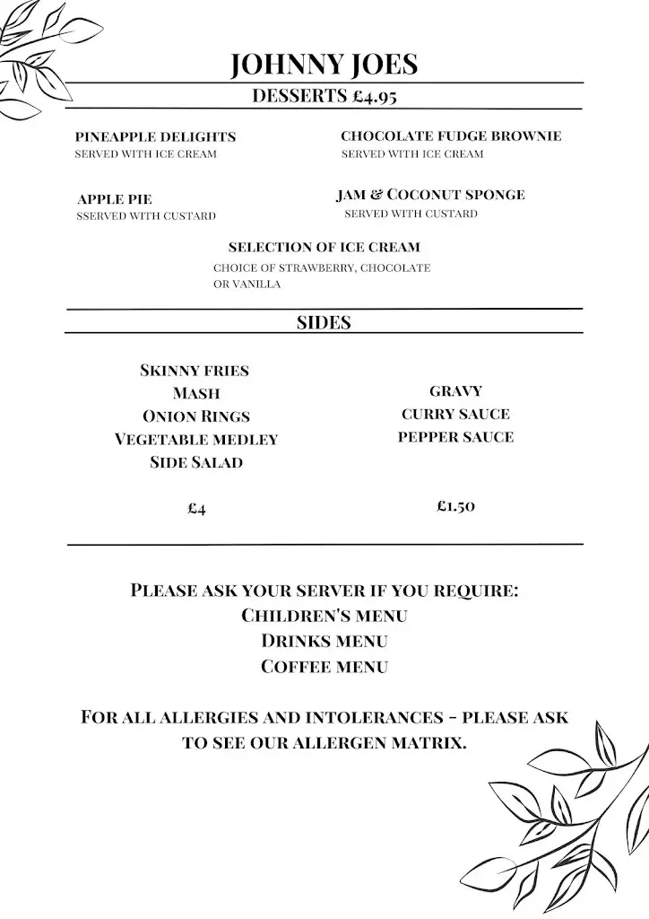 Menu_Johnny Joe's Mccollum's Bar_Cushendall_image_3