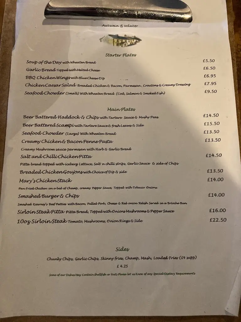 Menu_Mary McBride's Bar_Cushendall_immagine_1