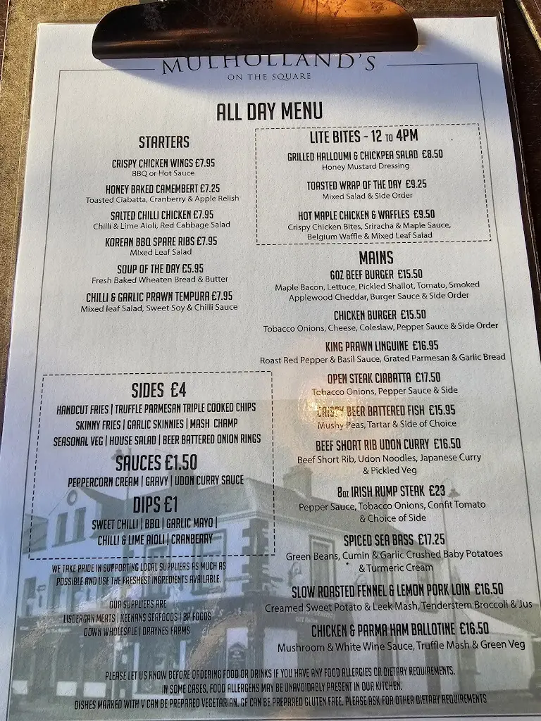 Menu_Mulholland's on the Square_Dromore_image_1