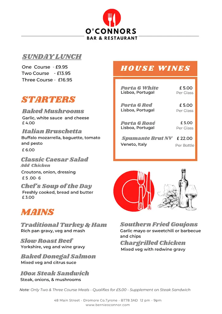 Menu_O'Connors Bar & Restaurant_Dromore_image_2