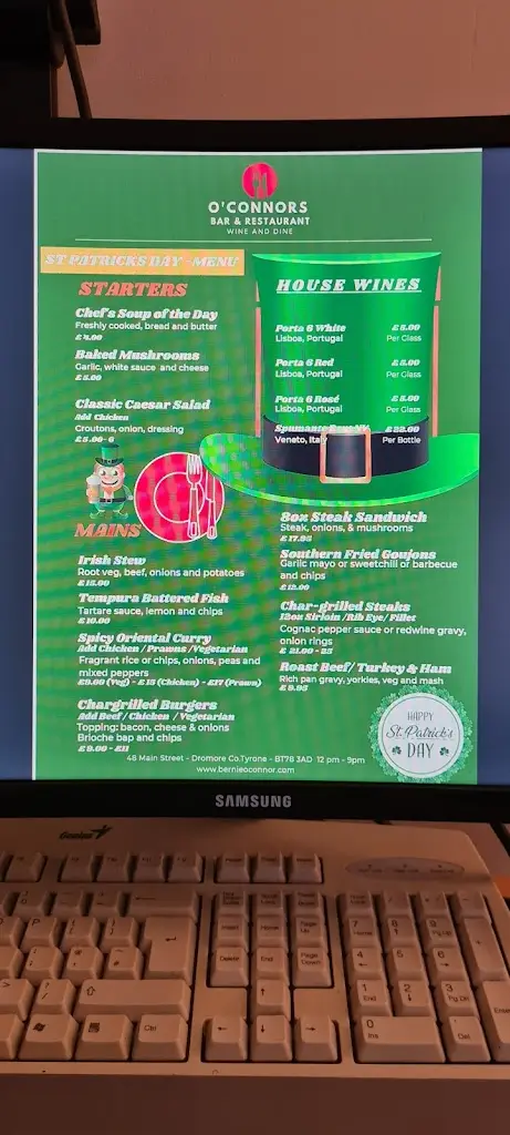 Menu_O'Connors Bar & Restaurant_Dromore_image_4