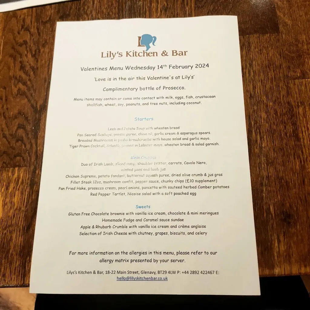 Menu_Lily's Kitchen & Bar_Glenavy_image_1