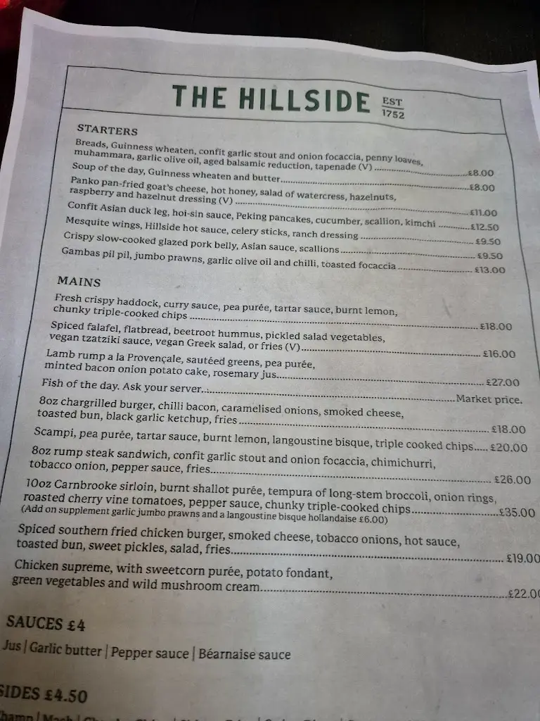 Menu_The Hillside_Hillsborough_image_1