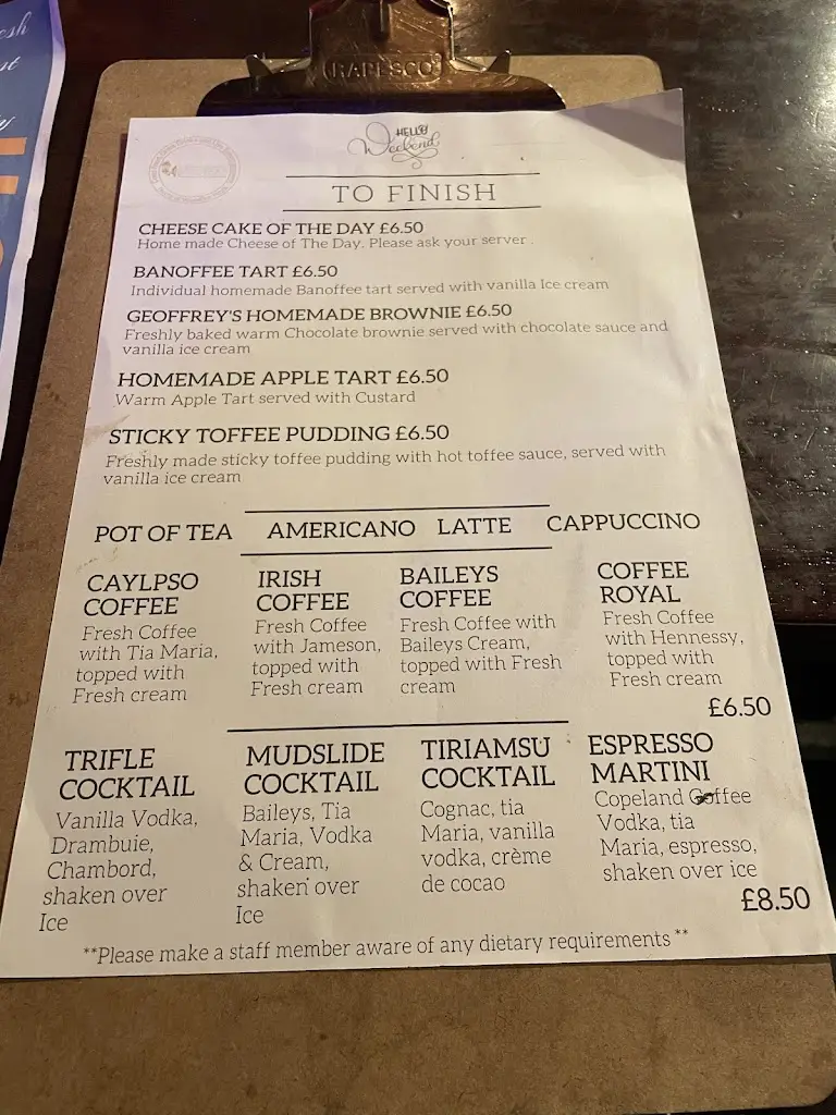 Menu_The Gasworks_Dungannon_image_1