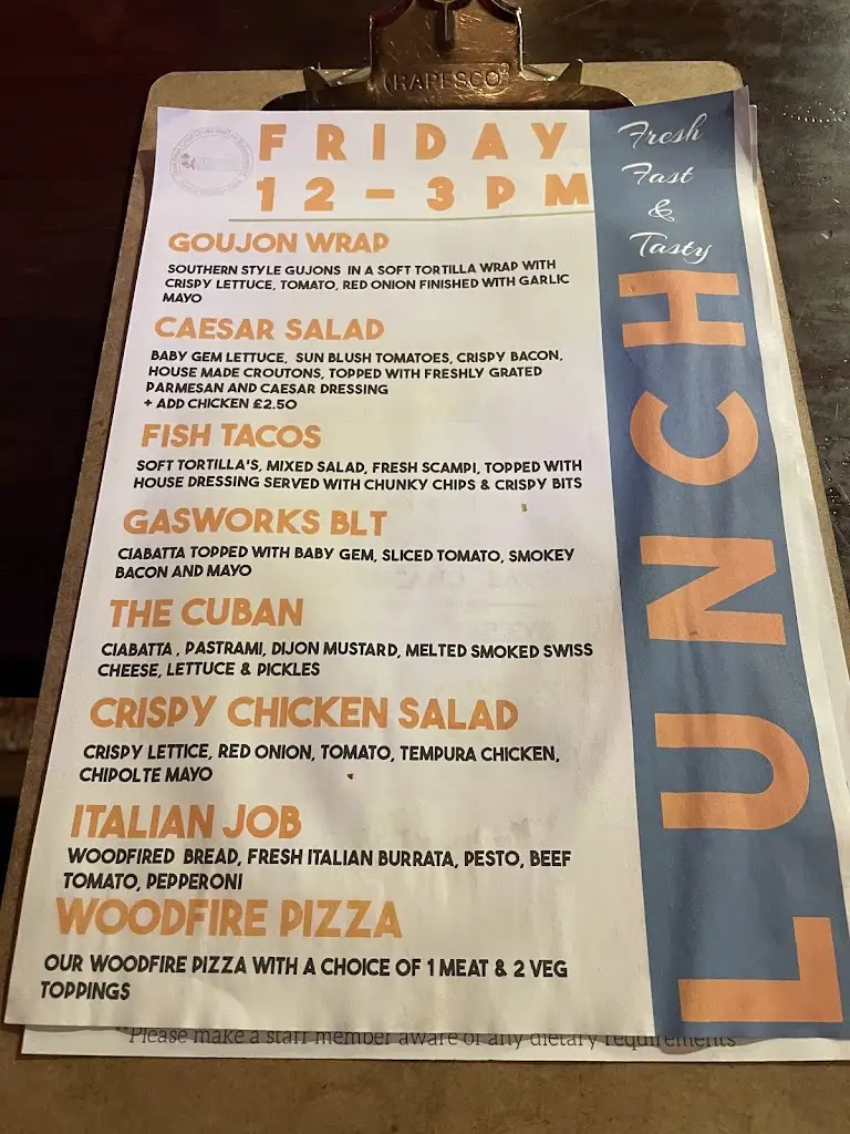 Menu_The Gasworks_Dungannon_image_2