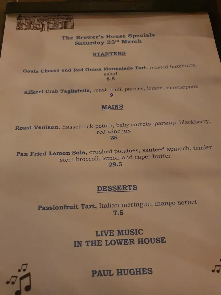 Menu_The Brewer's House - Restaurant_Dungannon_image_1