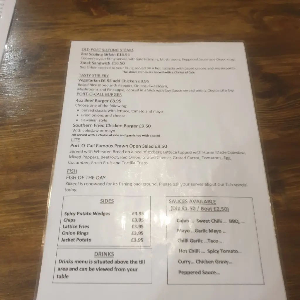 Menu_Port O Call_Kilkeel_image_2