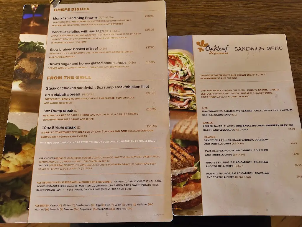 Menu_Oak Leaf Restaurant_Maghera_immagine_1