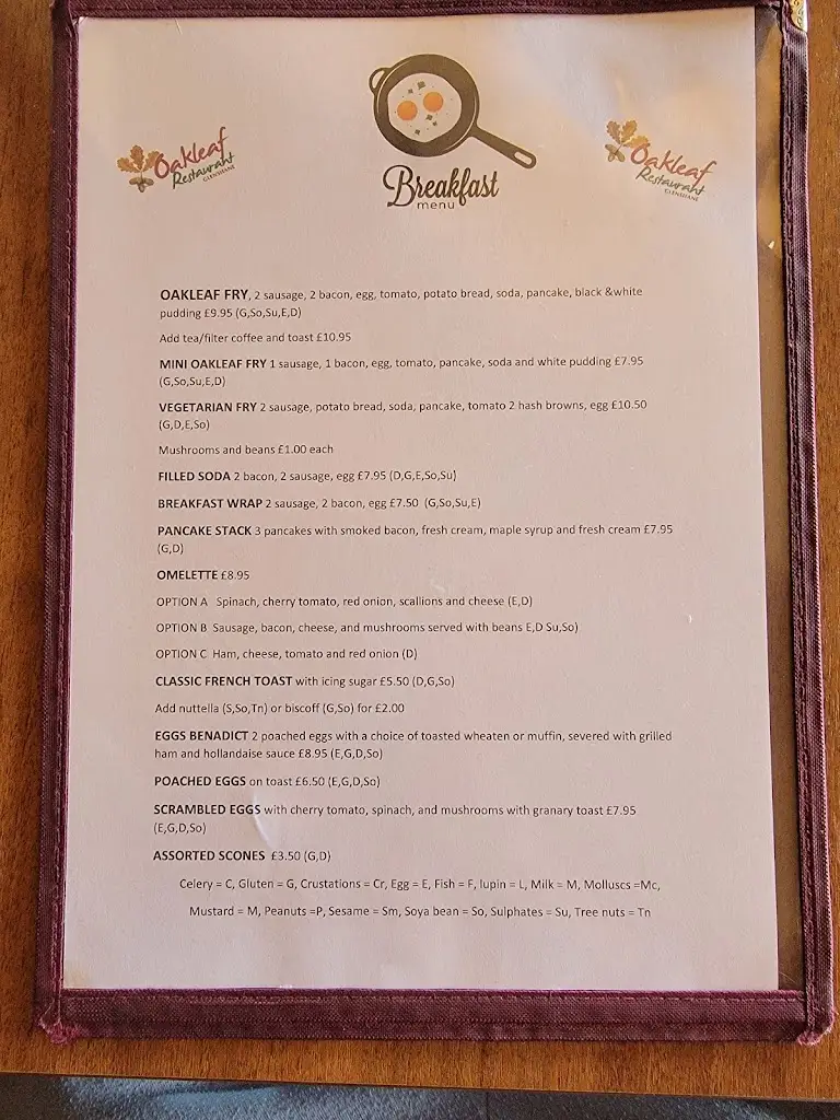 Menu_Oak Leaf Restaurant_Maghera_immagine_2