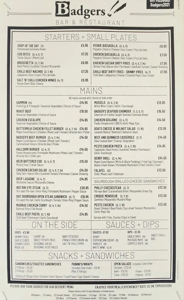 Menu_Badgers Bar and Restaurant_Derry_image_2