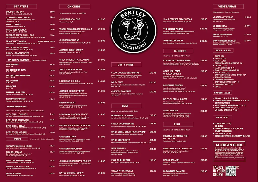Menu_The Bentley Bar_Derry_image_2