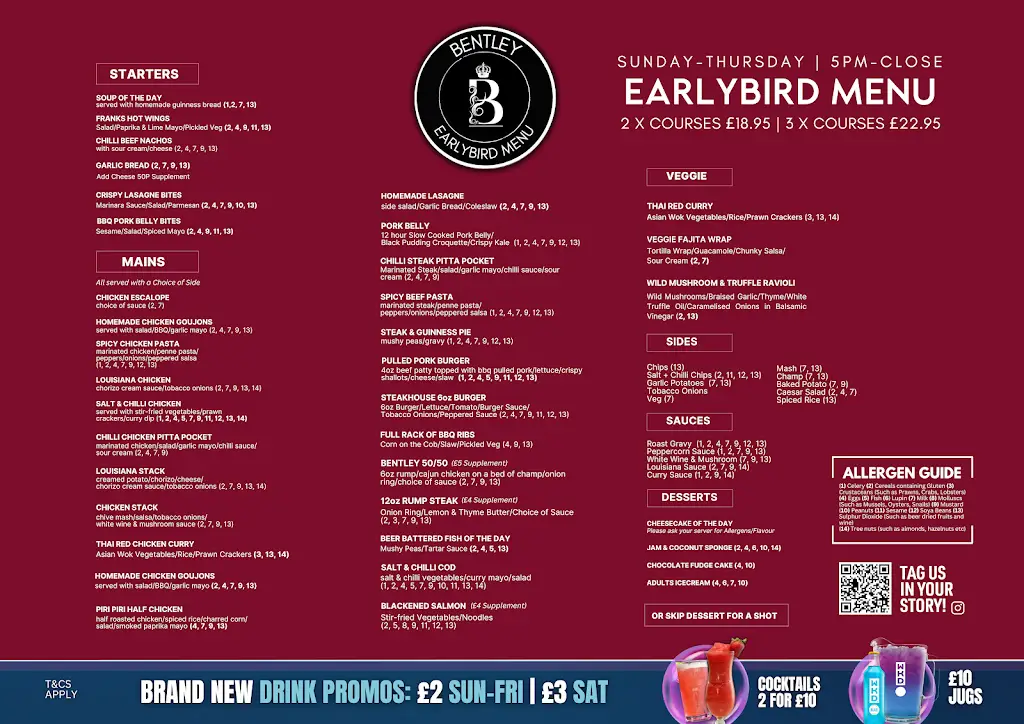 Menu_The Bentley Bar_Derry_image_3