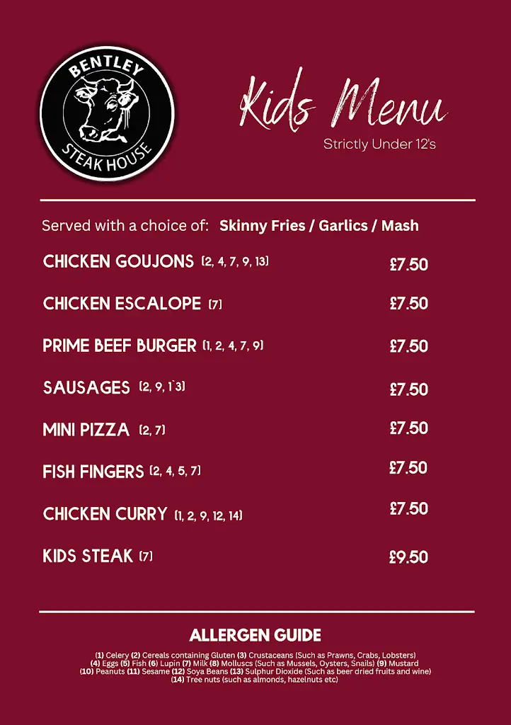 Menu_The Bentley Bar_Derry_image_4