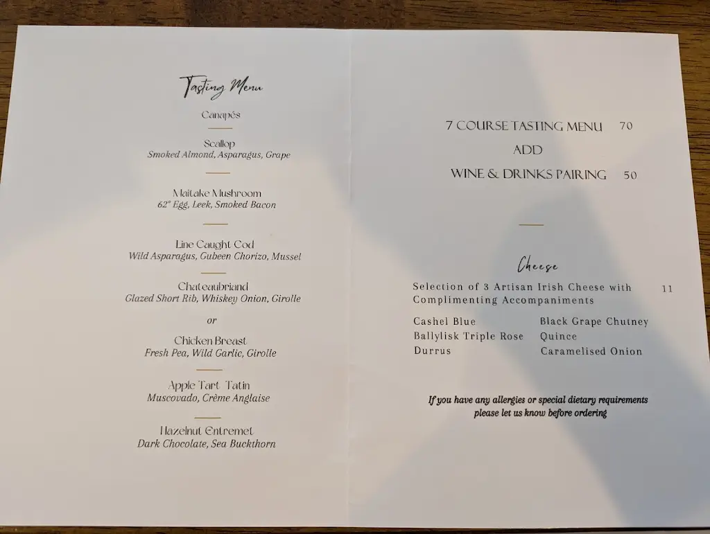 Menu_Artis Restaurant By Phelim O' Hagan_Derry_image_3