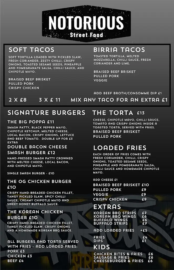 Menu_Notorious Street Food_Derry_image_1