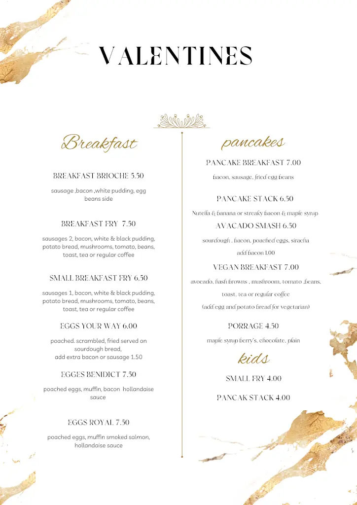 Menu_Valentine's restaurant @ serendipity house derry_Londonderry County Borough_image_1