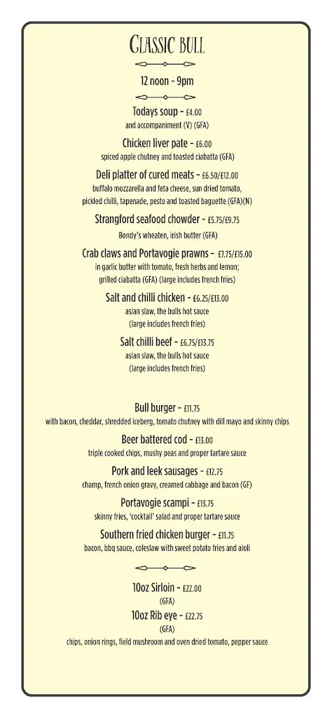 Menu_The Bull & Claw Newtownards_Newtownards_image_4