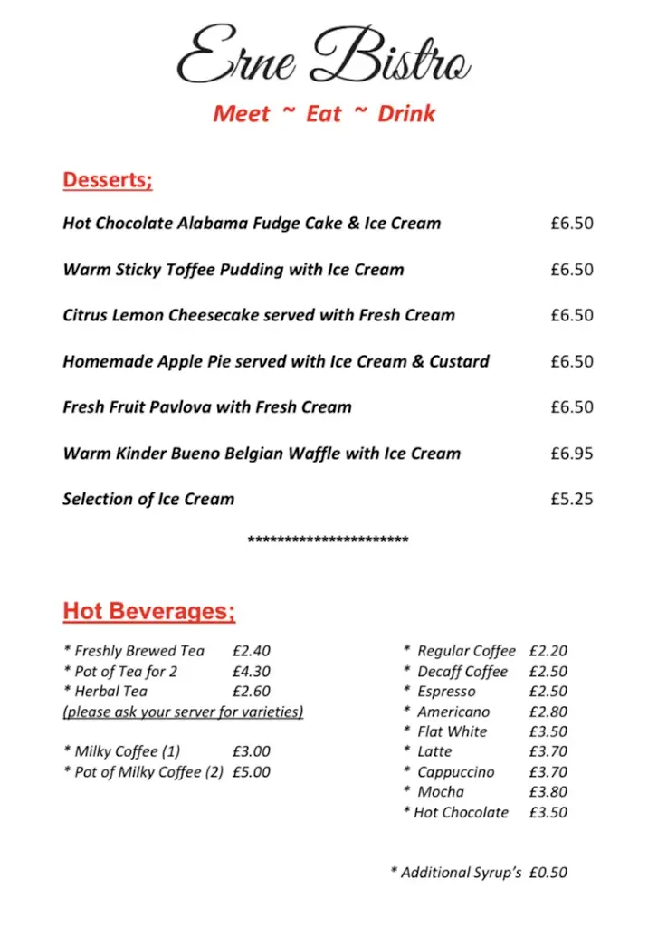 Menu_Erne Bistro, Lisnaskea_Lisnaskea_image_4