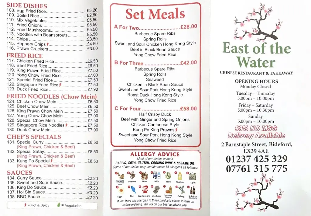 Menu_East Of The Water Chinese_Bideford_image_2