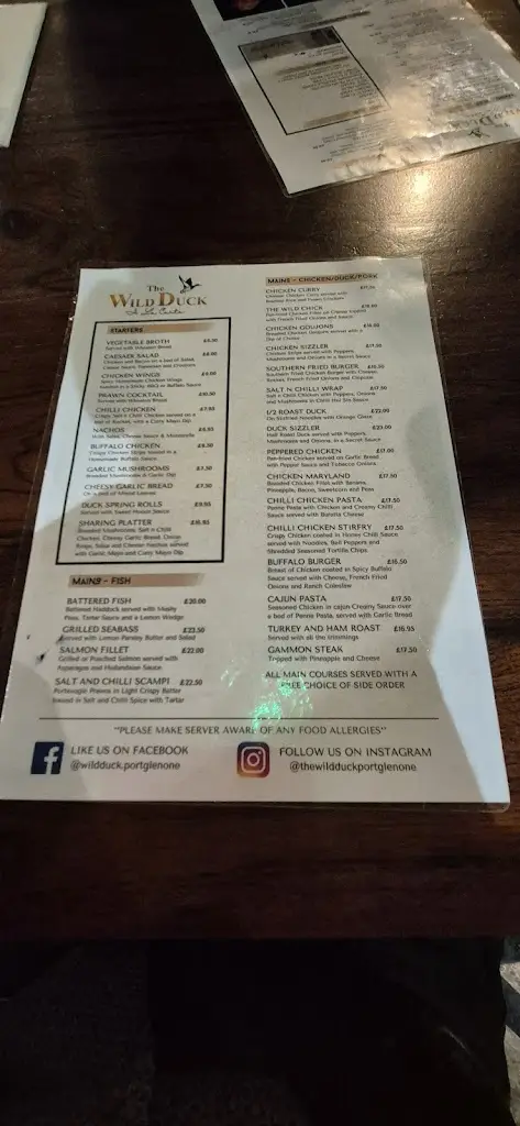 Menu_Wild Duck Inn_Portglenone_image_2