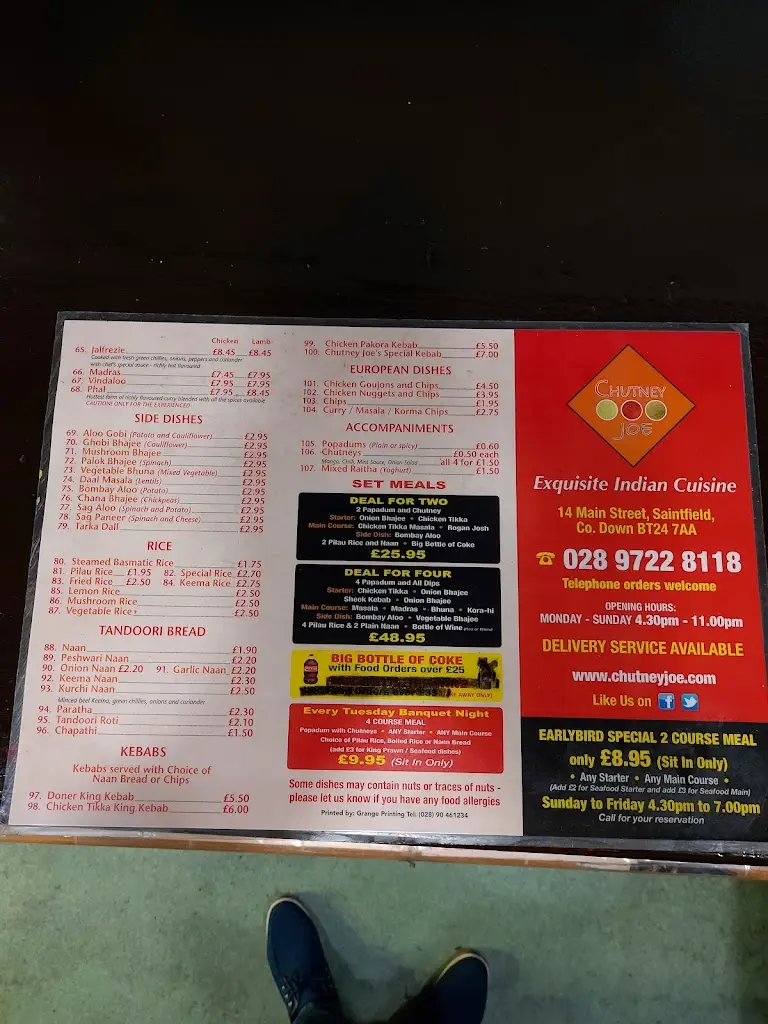 Menu_Chutney Joe_Saintfield_image_1