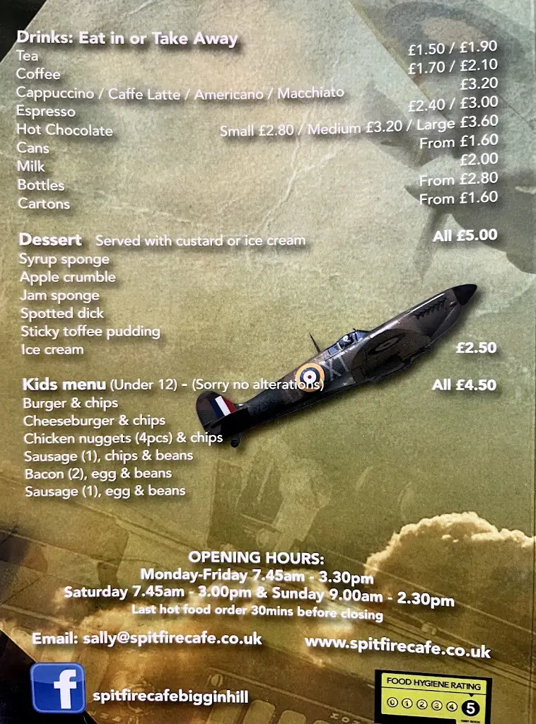 Menu_Spitfire Cafe_Biggin Hill_image_3