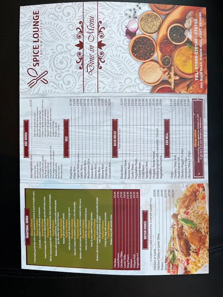 Menu_Spice Lounge_Biggin Hill_image_4