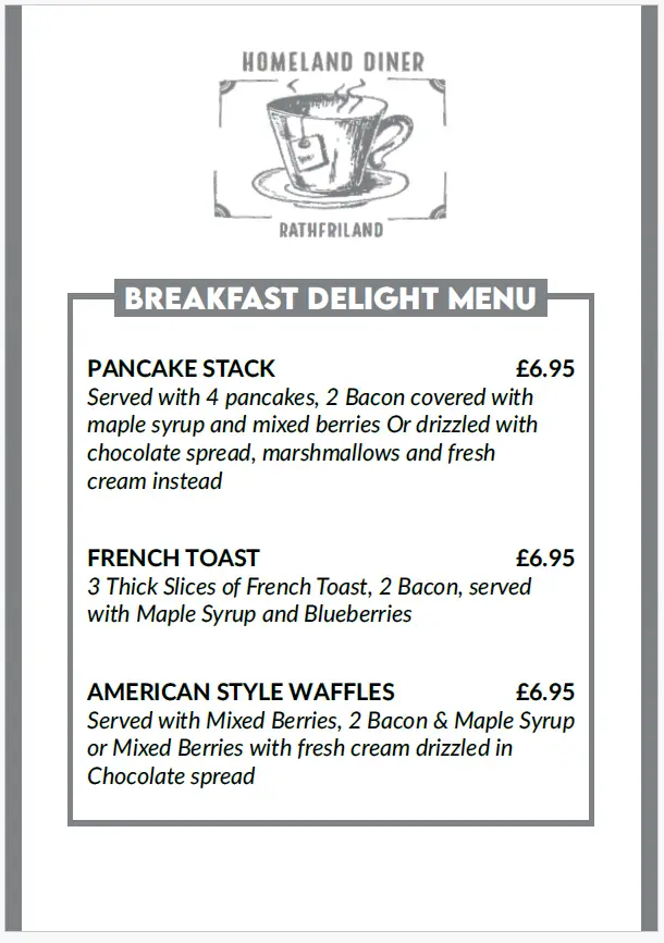 Menu_The Homeland Diner Cafe_Rathfriland_image_3