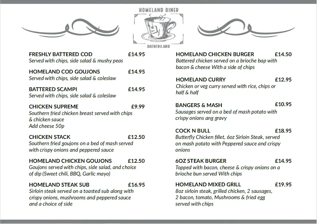 Menu_The Homeland Diner Cafe_Rathfriland_image_4