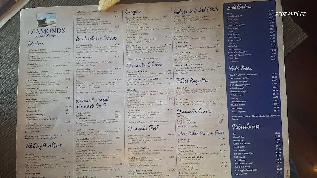 Menu_Diamonds Restaurant_Rathfriland_image_1