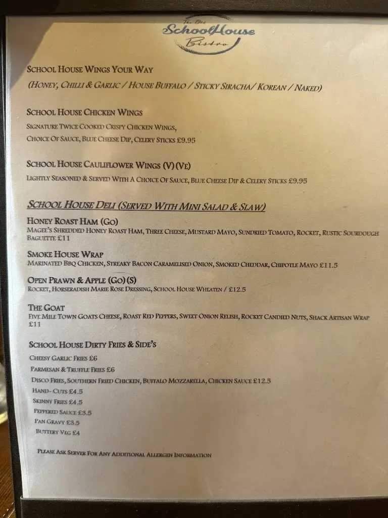 Menu_The Old School House Cafe_Rostrevor_image_1