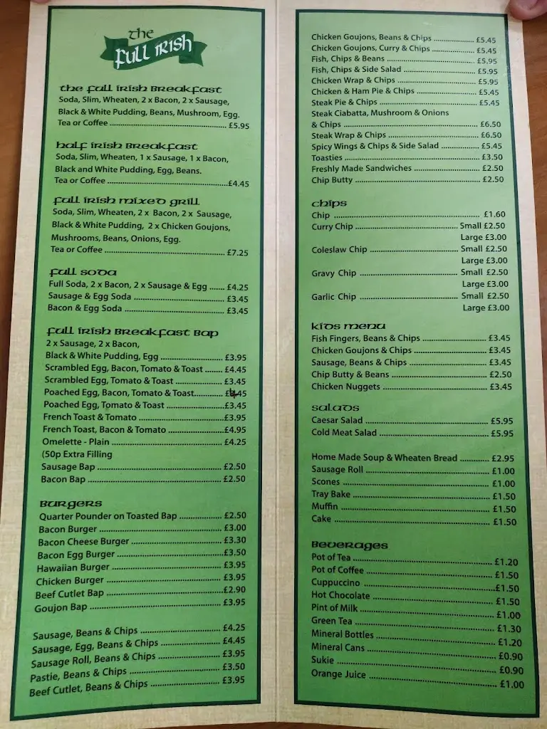 Menu_The Full Irish_Newry Mourne and Down_image_1