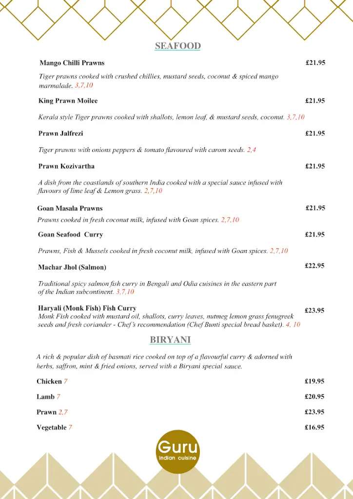 Menü_Guru Indian Cuisine_Newry Mourne and Down_Bild_1