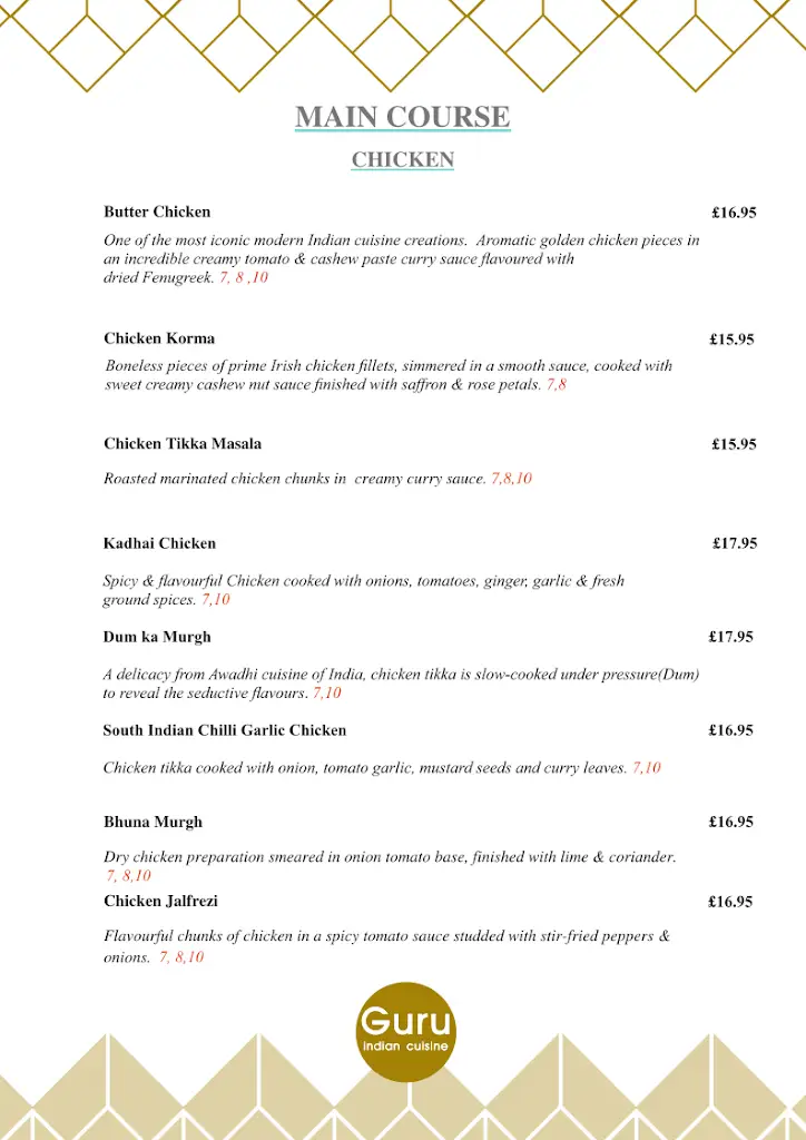 Menü_Guru Indian Cuisine_Newry Mourne and Down_Bild_2