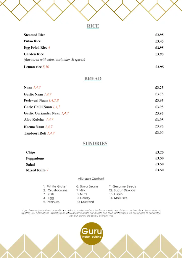 Menü_Guru Indian Cuisine_Newry Mourne and Down_Bild_3