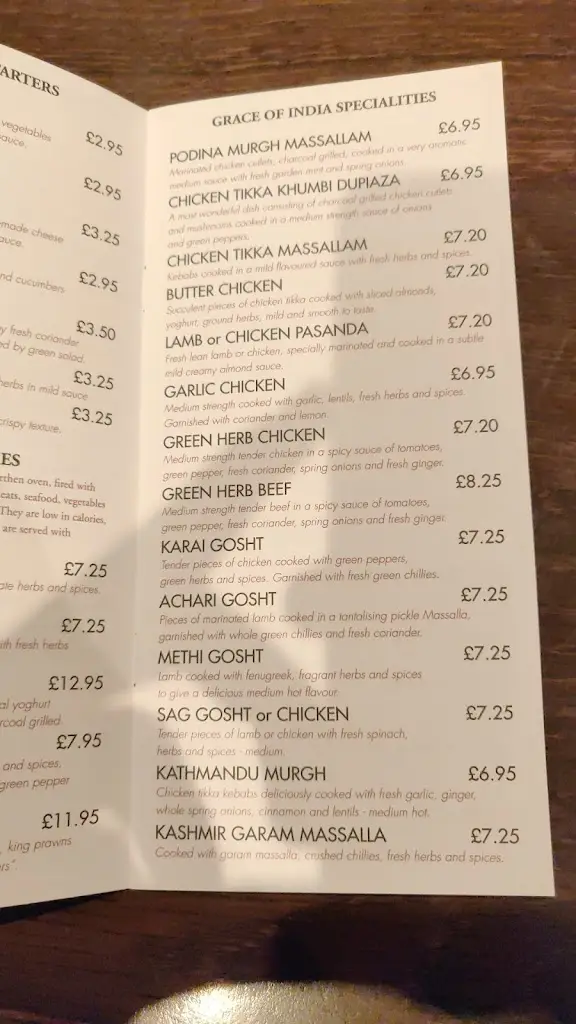 Menu_Grace of India_Aberlady_image_4