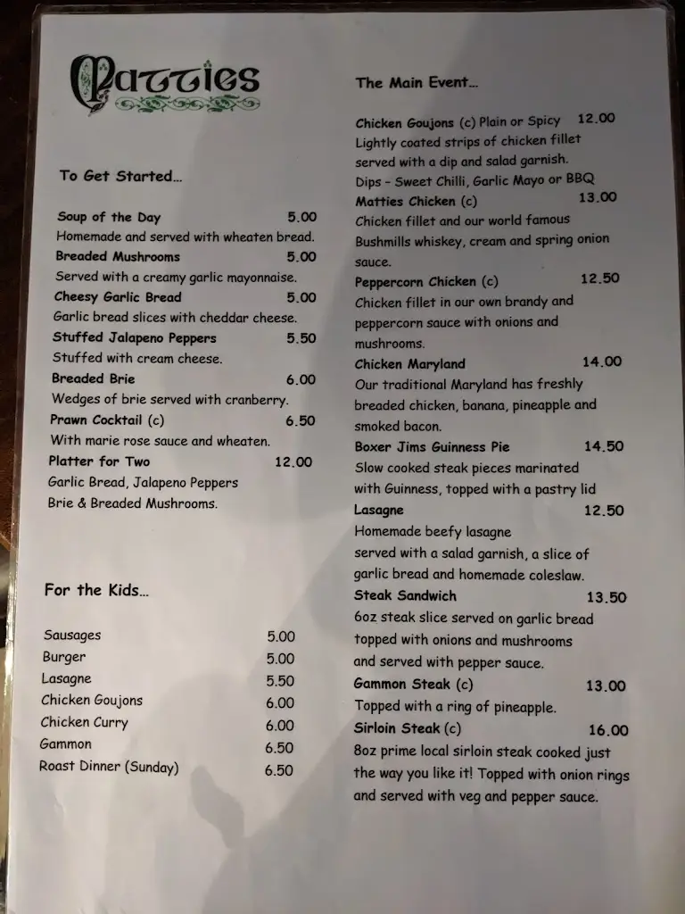 Menu_Matties Meeting House_Larne_image_2