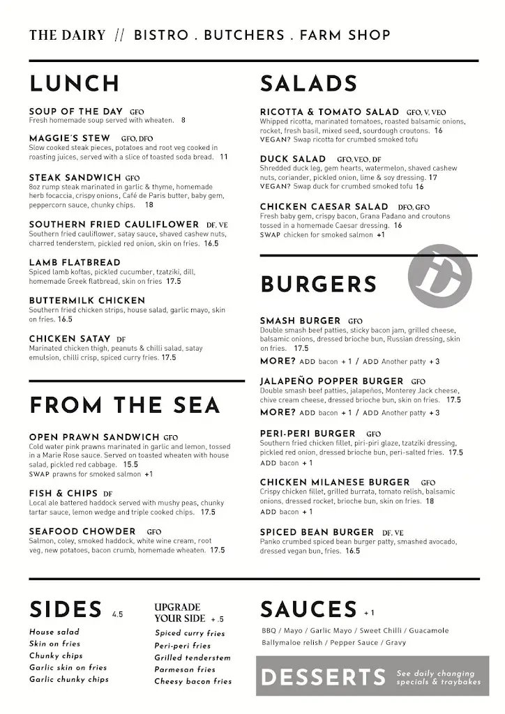 Menu_The Dairy - Bistro, Butchers & Farm Shop_Larne_image_1
