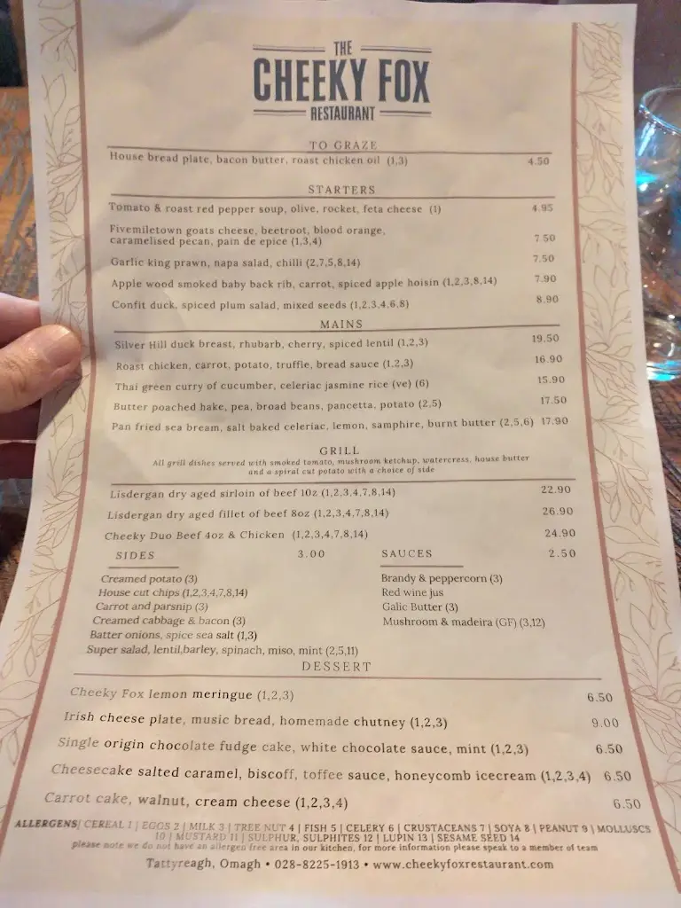 Menu_The Cheeky Fox_Omagh_image_1