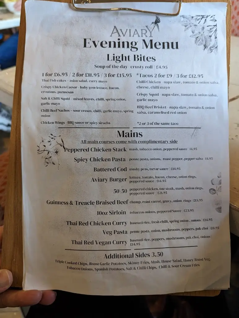 Menu_The Aviary_Omagh_image_1