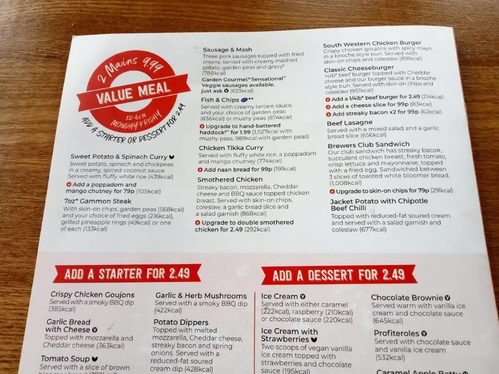 Menu_The Kincardine Way Brewers Fayre_Airth_image_1